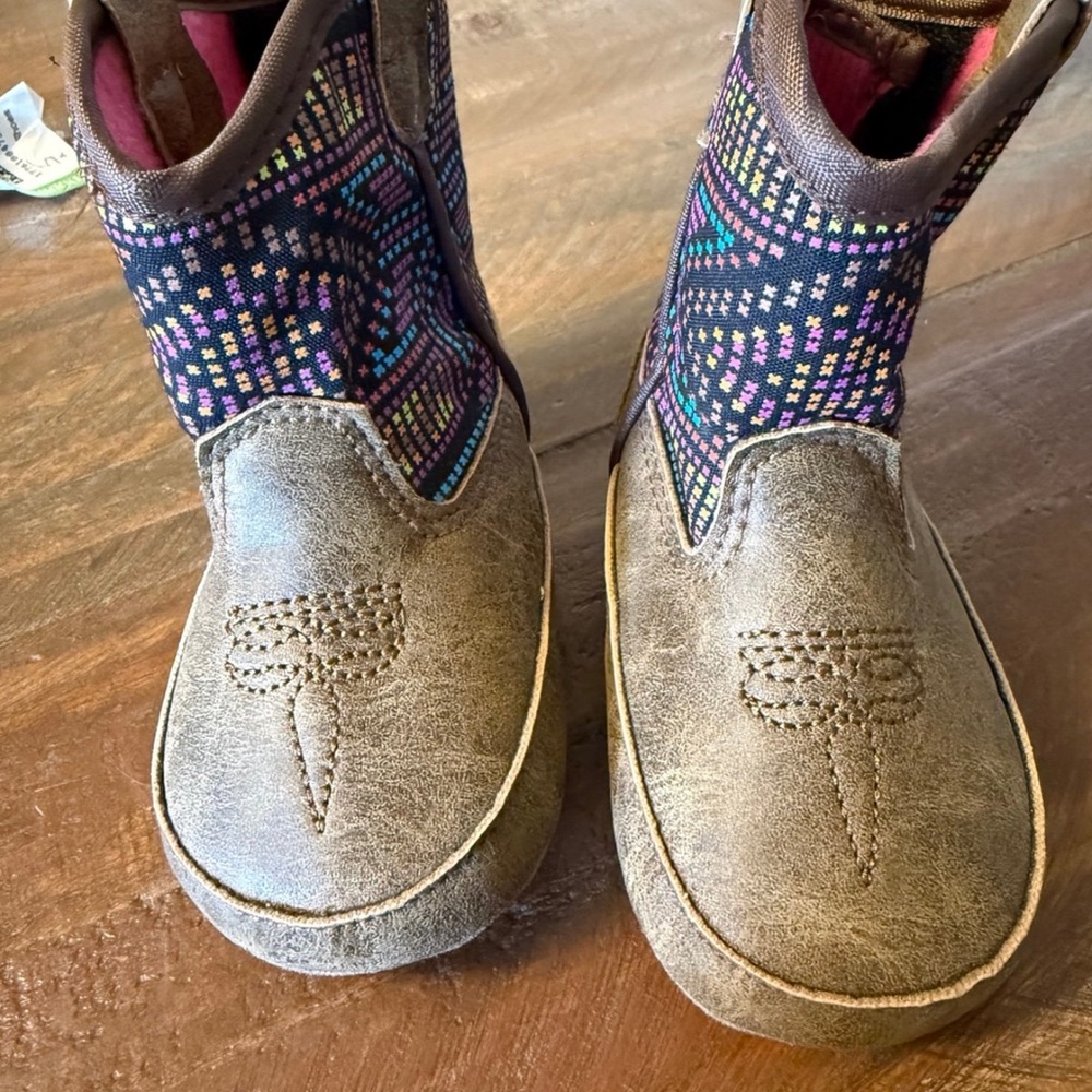 Twister Kids Boots with Brown and Multicolor Pattern